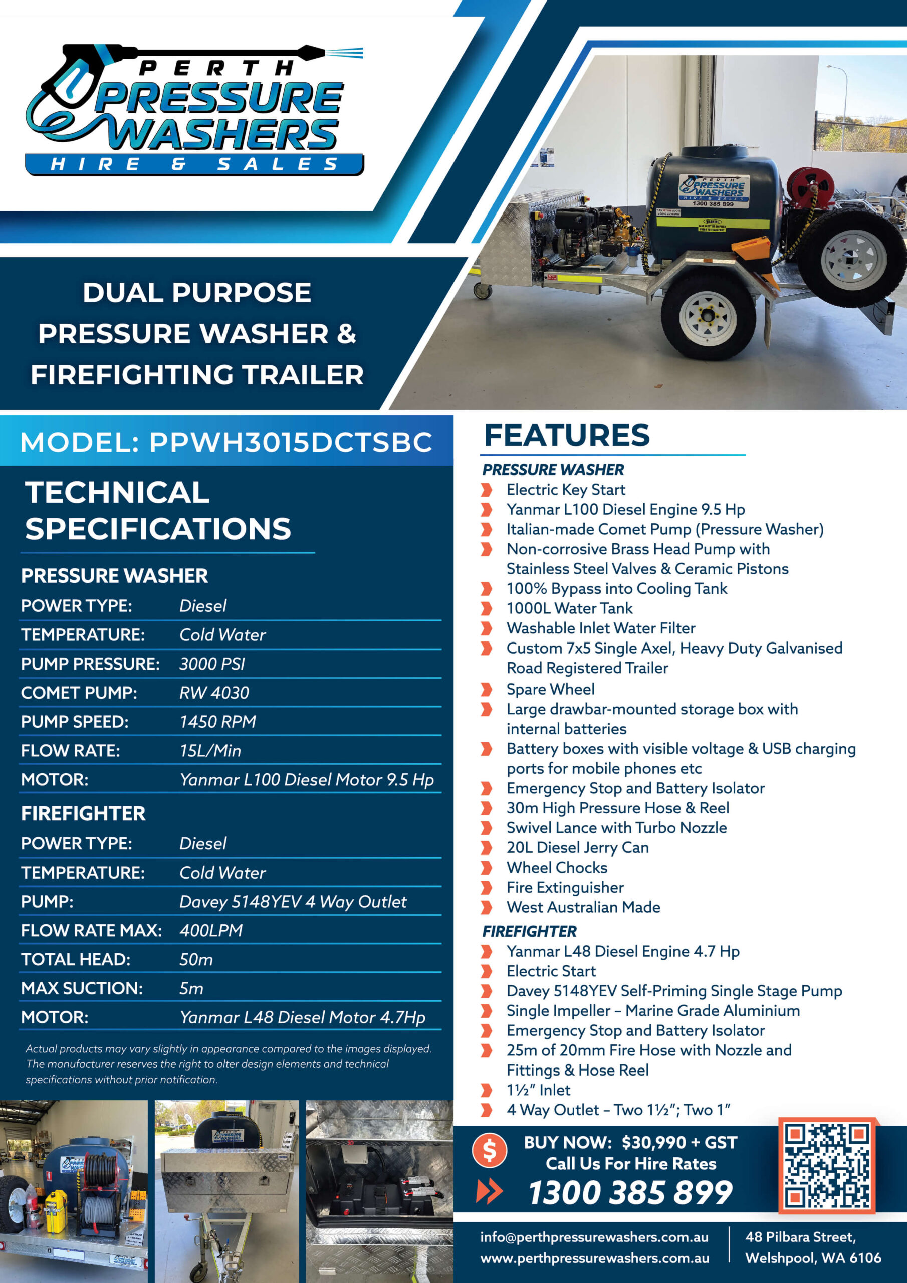 Diesel Dual Pressure Washer and Firefighter Perth Pressure Washer & Hire
